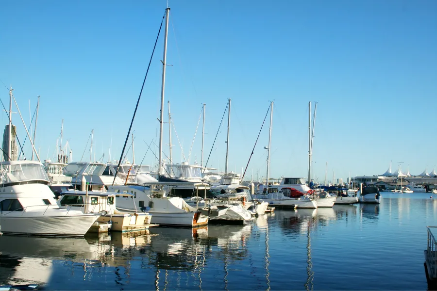 Yachts moored at a Gold Coast marina