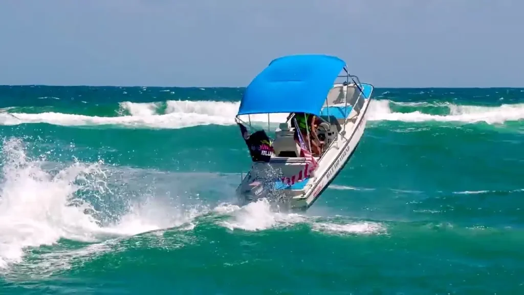 Blue Top Legend crossing a wave at Boca Inlet