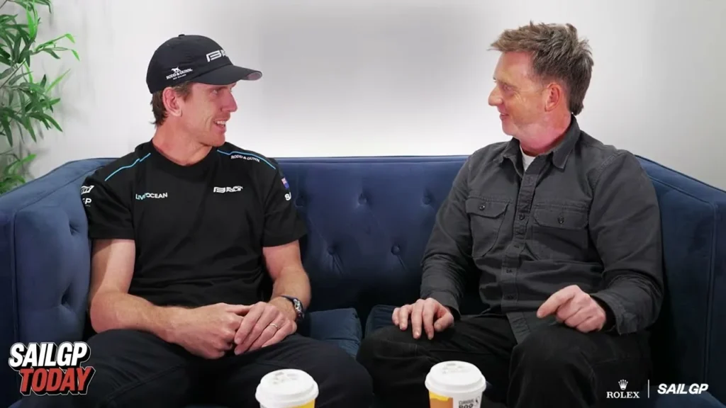 Peter Burling seated for an interview with SailGP Today