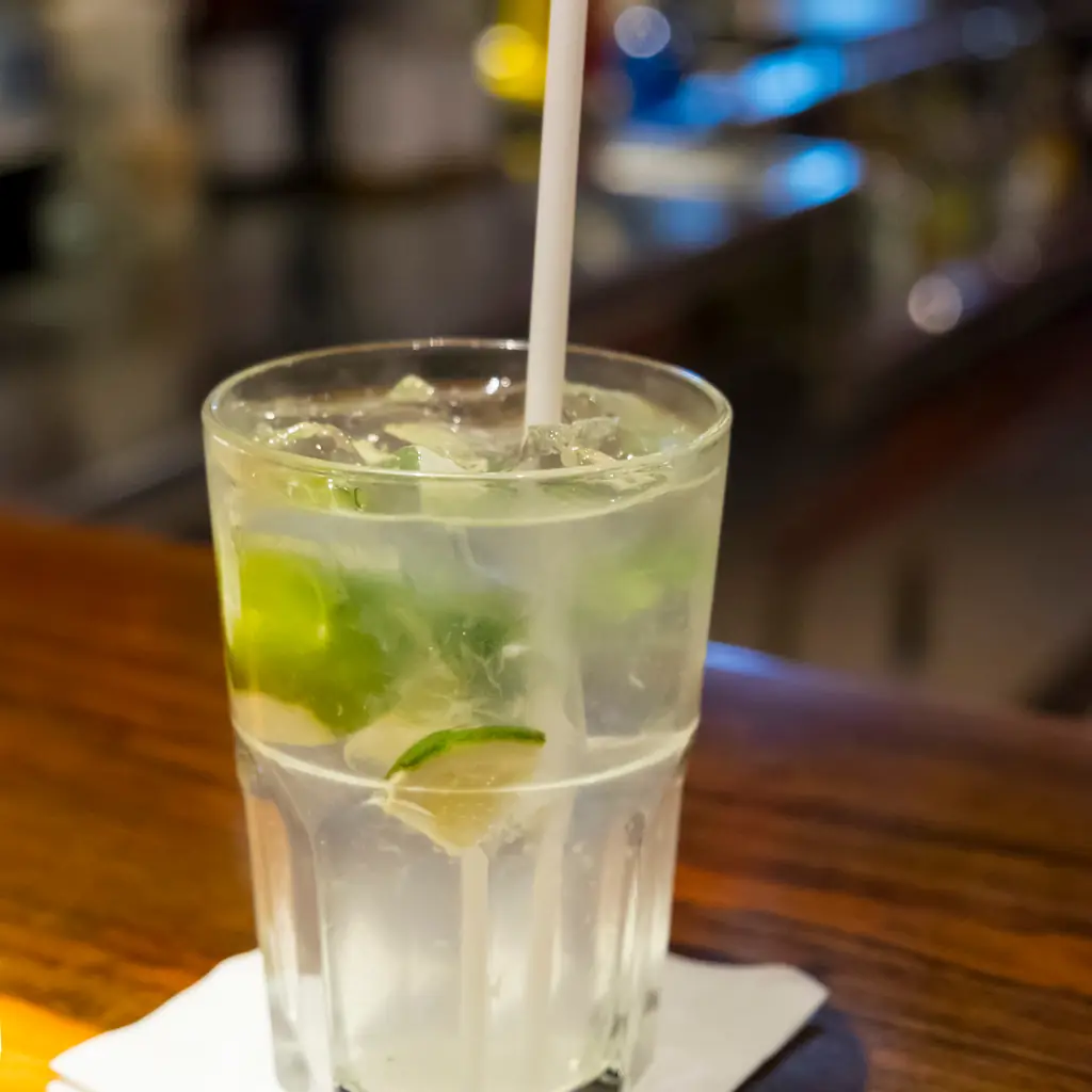 A mojito served at a cruise-ship bar