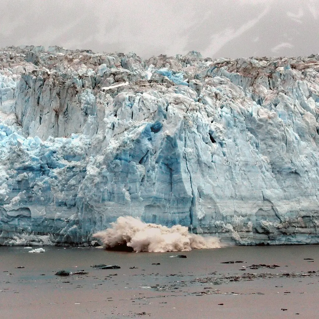 A tidewater glacier in Alaska seen from the deck of a cruise ship
