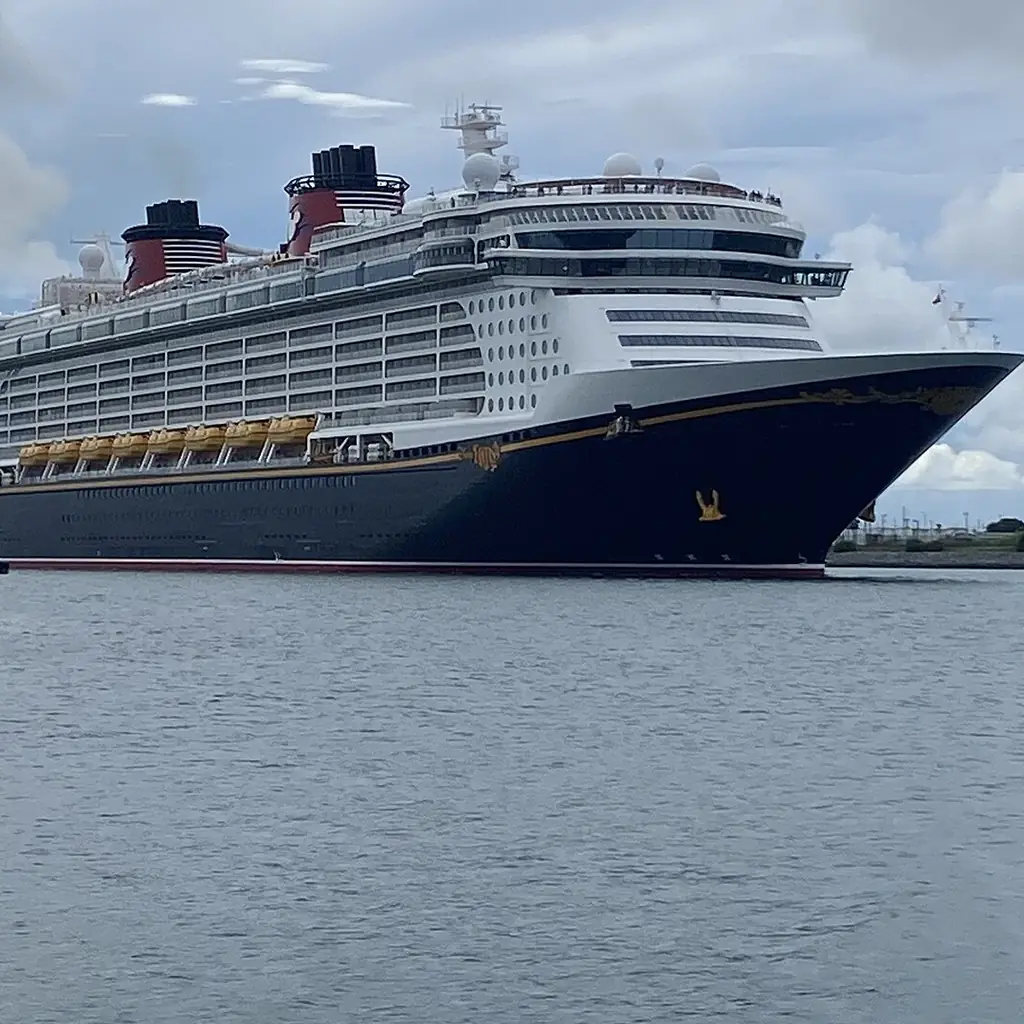 A Disney Cruise Line ship docked at Port Canaveral, Florida