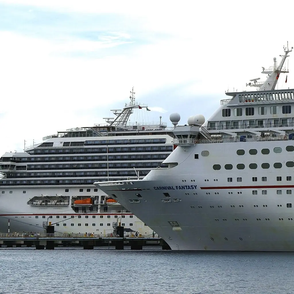 Cruise ships docked at the cruise port in Cozumel, Mexico