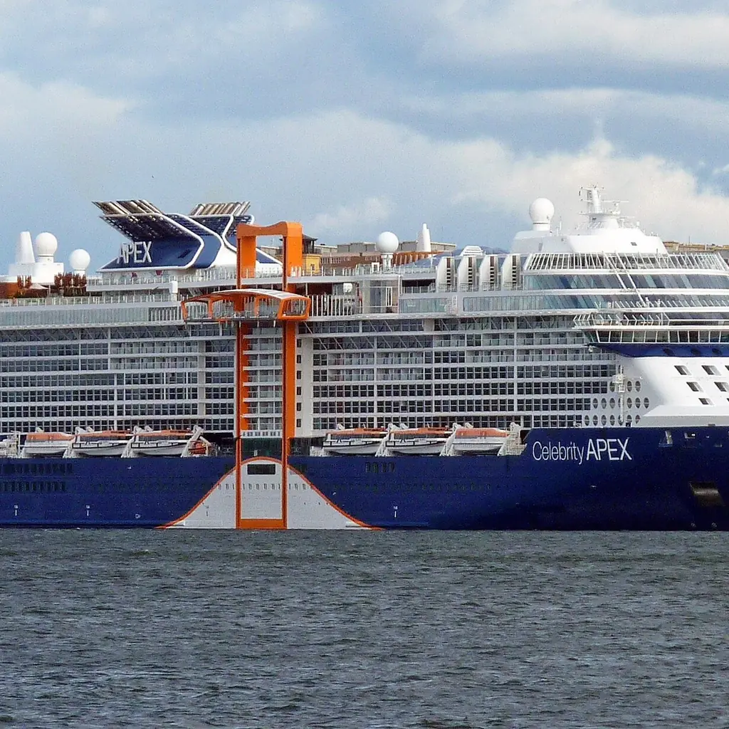 Celebrity Apex, an Edge-class ship, docked in Stockholm