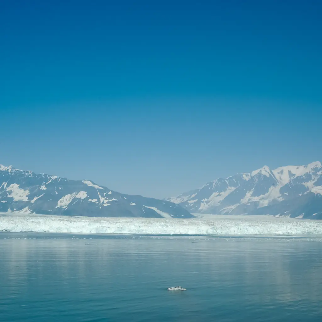 Hubbard Glacier's wide tidewater ice face in eastern Alaska, the widest glacier approach covered in this guide.